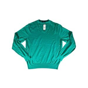 Brooks Brothers 346 Supima Cotton Sweater Medium Torquise V-Neck Pullover Mens